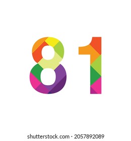 Colorido Número 81 diseño vectorial símbolo gráfico dígito emblema arco iris icono emblema gráfico