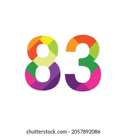 Colorido Número 83 diseño vectorial símbolo gráfico dígito emblema arco iris icono emblema gráfico
