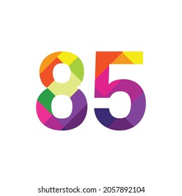 Colorful Number 85 vector design graphic symbol digit rainbow emblem icon graphic emblem