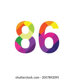 Colorful Number 86 vector design graphic symbol digit rainbow emblem icon graphic emblem