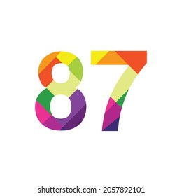 Colorido Número 87 diseño vectorial símbolo gráfico dígito emblema arco iris icono emblema gráfico