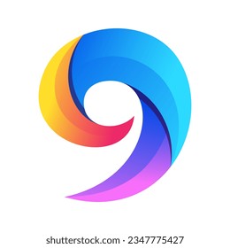 A colorful number 9 logo design