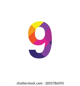 Colorido Número 9 diseño vectorial símbolo gráfico dígito emblema arco iris icono emblema gráfico