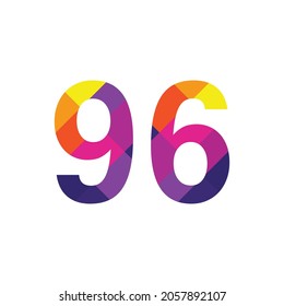 Colorido Número 96 diseño vectorial símbolo gráfico dígito emblema arco iris icono emblema gráfico