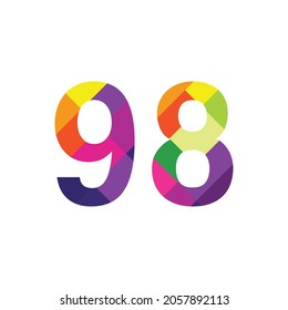 Colorido Número 98 diseño vectorial símbolo gráfico dígito emblema arco iris icono emblema gráfico