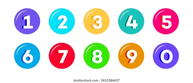Colorful Number Bubbles Zero to Nine, Digital Design Elements