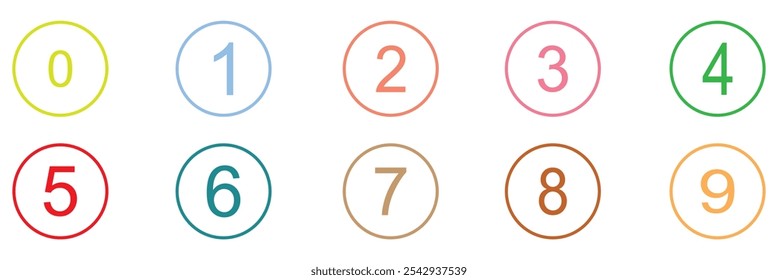 Colorful number bullet point 1 to 10 vector set.