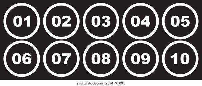 Colorful number bullet point 1 to 10 vector set.