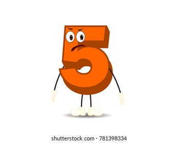 Colorful Number Five - Cartoon Vector Image