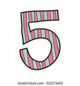 colorful number five design over striped