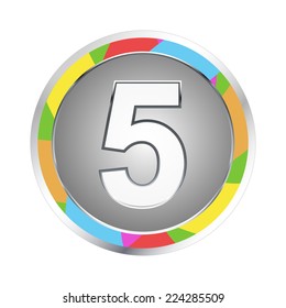 Colorful Number five icon. Vector