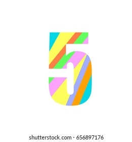 Colorful number five.Vector design for banner, presentation, web page, card, labels or posters.