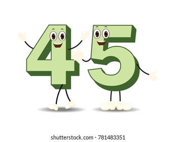 Colorful Number Forty Five - Cartoon Vector Image