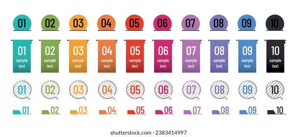 Colorful Number Icons Set - Simple Flat Vector Illustrations Isolated On White Background