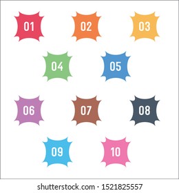 Colorful Number Info-graphic Bullet points 1 to 10 Vector