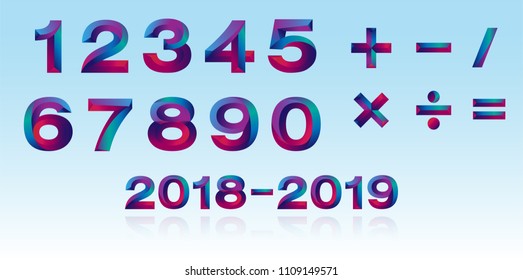 The Colorful Number letter set vector illustrator.