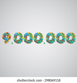 Colorful number made by balloons, vector