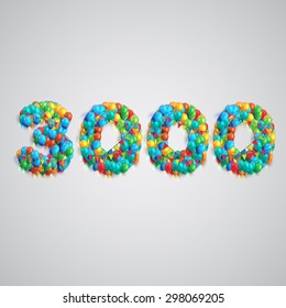Colorful number made by balloons, vector