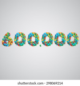 Colorful number made by balloons, vector