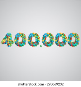 Colorful number made by balloons, vector
