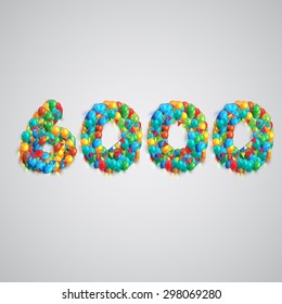 Colorful number made by balloons, vector