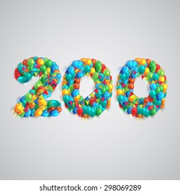 Colorful number made by balloons, vector