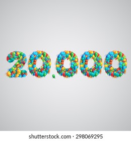 Colorful number made by balloons, vector