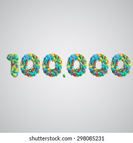 Colorful number made by balloons, vector