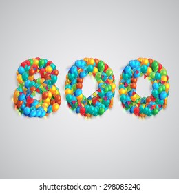 Colorful number made by balloons, vector