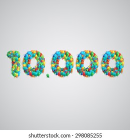 Colorful number made by balloons, vector