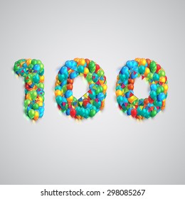 Colorful number made by balloons, vector