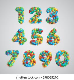 Colorful number made by balloons, vector