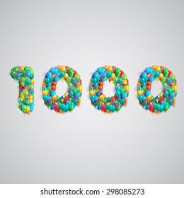 Colorful number made by balloons, vector