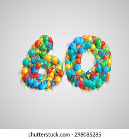 Colorful number made by balloons, vector