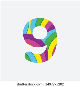 Colorful number nine. Vector design for banners, presentation, web pages, cards, labels or posters. - Vector