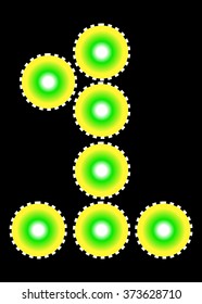 Colorful number one of the circles. Vector art.