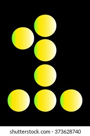 Colorful number one of the circles. Vector art.
