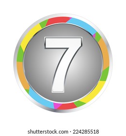 Colorful Number seven icon. Vector