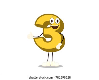 Colorful Number Three - Cartoon Vector Image