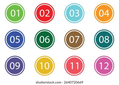 Colorful Numbered Bullet Point and Arrow Marker Set – Modern Vector Flags and Labels from 1 to 15
