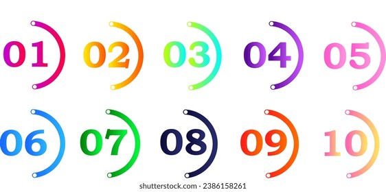 colorful numbering bullet point collection