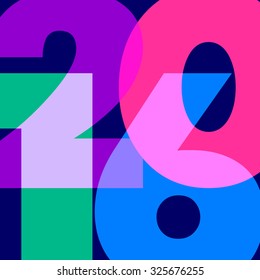 Colorful numbers 2016 in vector closeup on dark background. Happy New year 2016! 