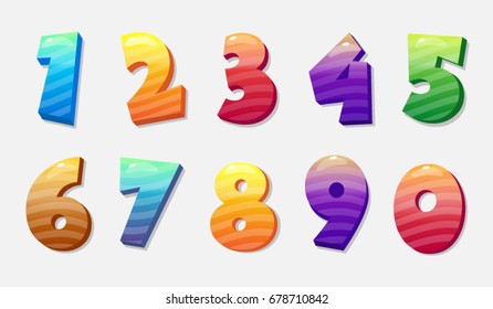 Colorful Cartoon Numbers Kids Vector Illustration Stock Vector (Royalty ...