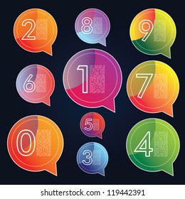Colorful  numbers in chat bubble