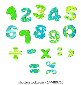 colorful numbers for children bright green blue