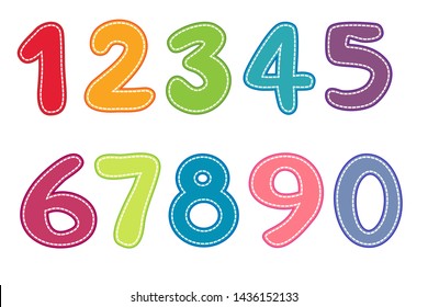 colorful numbers font set from one to zero vector illustration.