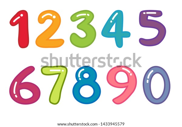 1から0のベクター画像イラストに設定されたカラフルな数字のフォント のベクター画像素材 ロイヤリティフリー 1433945579