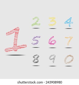 Colorful numbers isolated on white background