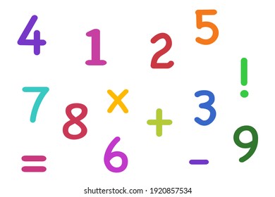 Colorful numbers pattern symbol math on white background stock illustration, vector 