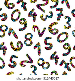 Colorful numbers seamless pattern